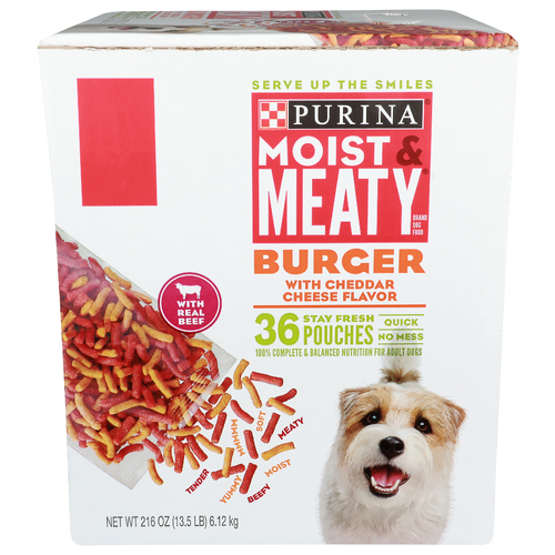 Purina Moist & Meaty Brand With Cheddar Cheese Flavor Burger - 6 Ounce - 36 Count