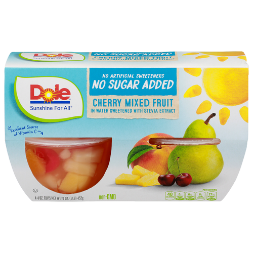 Dole In Water Sweetened With Stevia Extract Cherry Mixed Fruit - 4 Ounce - 4 Count