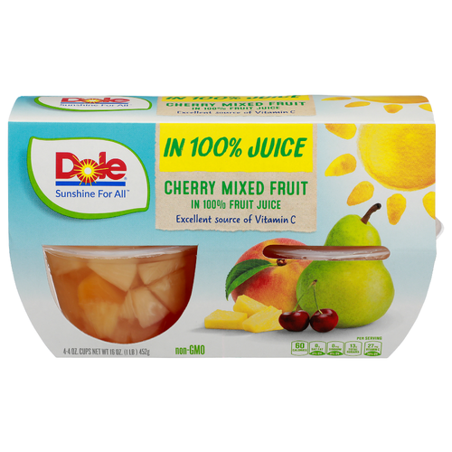 Dole In 100% Fruit Juice Cherry Mixed - 4 Ounce - 4 Count