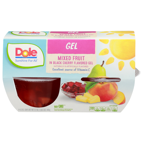 Dole Mixed Fruit In Black Cherry Flavored Gel - 4.3 Ounce - 4 Count Image 1 of 4
