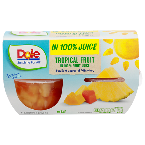 Dole In 100% Fruit Juice Tropical - 4 Ounce - 4 Count