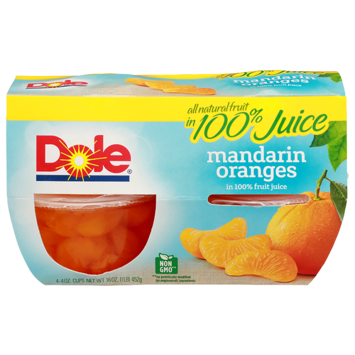 Dole Mandarin Oranges Bowl In 100% Fruit Juice - 4 Ounce - 4 Count