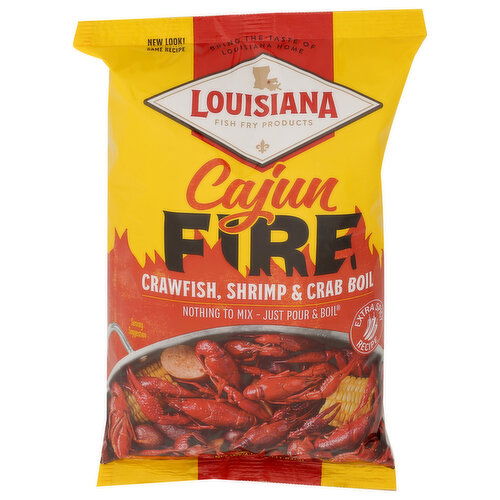 LOUISIANA FISH FRY PRODUCTS Extra Spicy Recipe Cajun Fire Crawfish, Shrimp & Crab Boil - 4.06 Pound