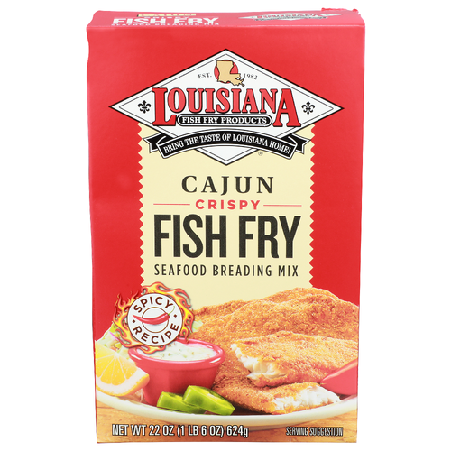 Louisiana Fish Fry Spicy Recipe Cajun Crispy Seafood Breading Mix - 22 Ounce