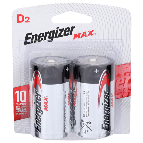 Energizer Max D2 1,5v Cc Alkaline Battery - 2 Count