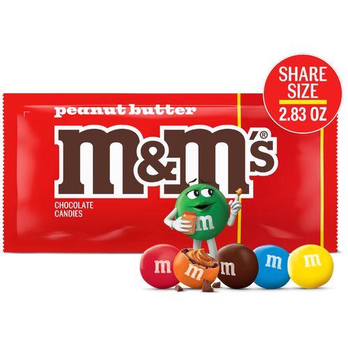 M&M's Peanut Butter Milk Chocolate Candy, Share Size, Bag - 2.83 Ounce