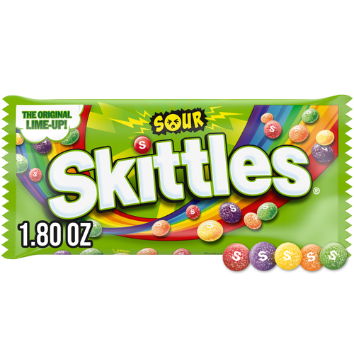 Skittles Sour Candy, Full Size, Pack - 1.8 Ounce