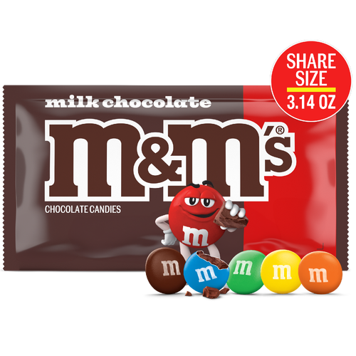 M&M's Milk Chocolate Candy, Share Size, Bag - 3.14 Ounce