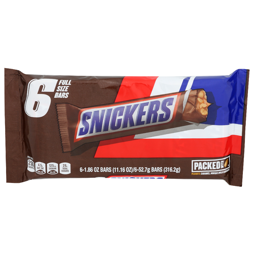 Snickers Chocolate Candy Bars - 1.86 Ounce - 6 Count