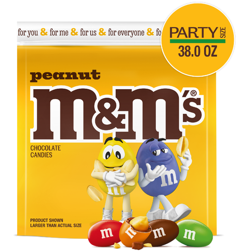 M&M's Peanut Milk Chocolate Candy, Party Size, Bag - 38 Ounce