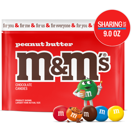 M&M's Peanut Butter Milk Chocolate Candy, Sharing Size, Bag - 9 Ounce
