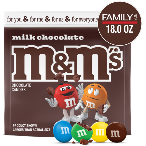 M&M's Milk Chocolate Candy, Family Size, Bag - 18 Ounce