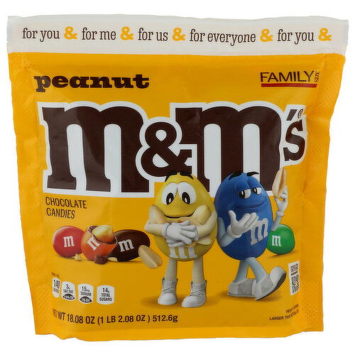 M&M'SChocolate Candies, Peanut, Family Size - 18.08 Ounce
