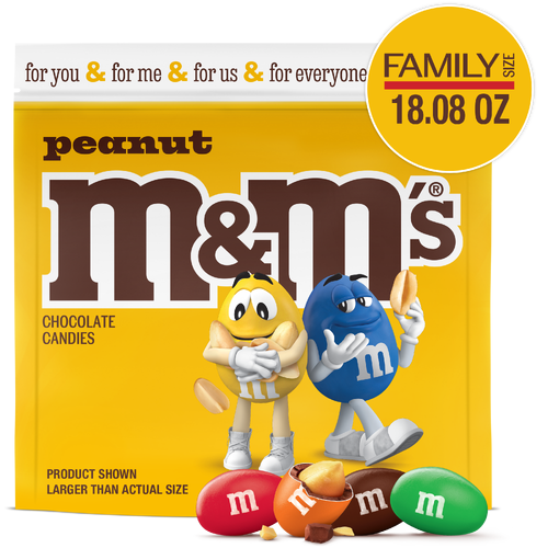M&M's Peanut Milk Chocolate Candy, Family Size, Bag - 18.08 Ounce Image 1 of 4