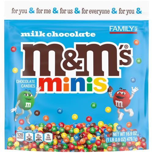 M&M's Minis Milk Chocolate Candy Assortment, Family Size, Resealable Bulk Bag - 16.9 Ounce