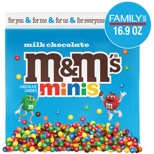 M&M's Minis Milk Chocolate Candy Assortment, Family Size, Resealable Bulk Bag - 16.9 Ounce