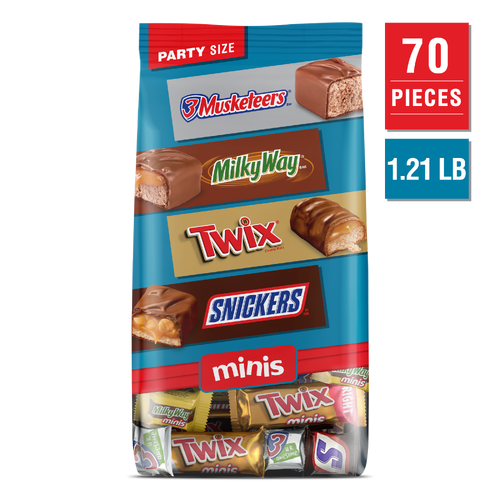 Mixed Snickers, Twix, Milky Way & 3 Musketeers Minis Milk Chocolate Bars, Party Size, Bulk Bag - 19.49 Ounce