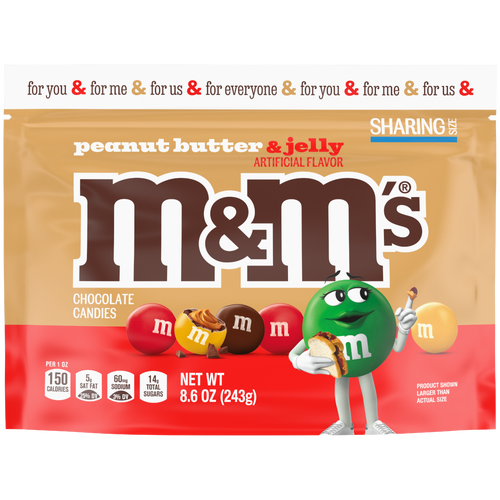 M&M's Peanut Butter & Jelly Candy, Sharing Size, Resealable Bulk Bag - 8.6 Ounce