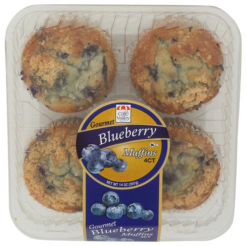 CAFE VALLEY BAKERY Gourmet Blueberry Muffin - 3.5 Ounce - 4 Count