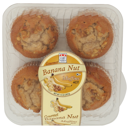 CAFE VALLEY BAKERY Gourmet Banana Nut Muffin - 3.5 Ounce - 4 Count
