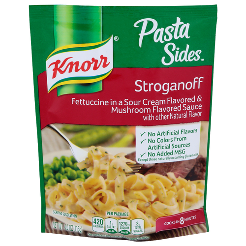 Knorr Fettuccine In a Sour Cream Flavored & Mushroom Sauce With Other Natural Flavor Stroganoff Pasta Sides & Mushroom - 4 Ounce