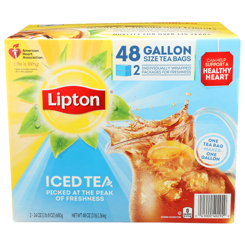 Lipton Gallon Size Tea Bags Iced - 24 Ounce - 2 Count