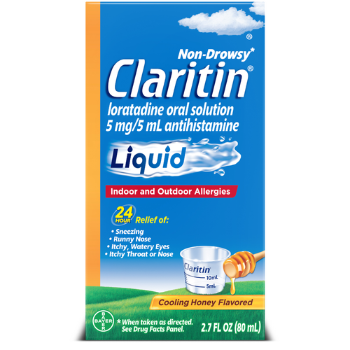 Claritin Indoor and Outdoor Allergies, Cooling Honey Flavored, Liquid, Non-Drowsy - 2.7 Fluid Ounce