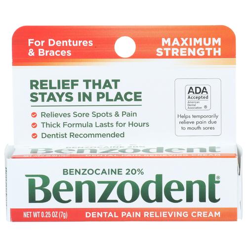 Benzodent Dental Pain Relieving Cream - 0.25 Ounce