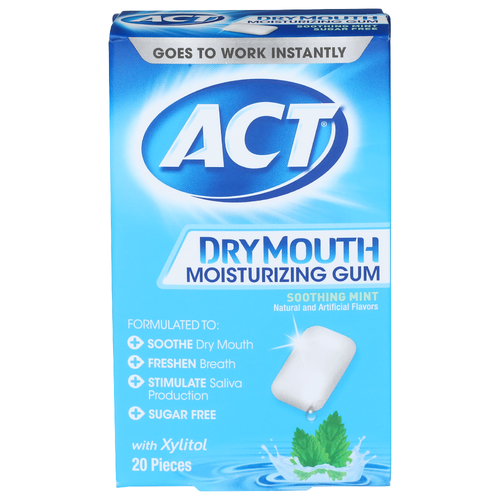Act Soothing Mint Dry Mouth Moisturizing Gum - 20 Count