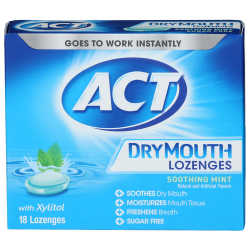 Act Soothing Mnt With Xylitol Dry Mouth Lozenges - 18 Count