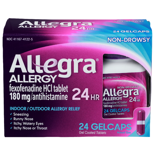 Allegra Indoor Outdoor Allergy Relief Gel Coated Tablets - 24 Count