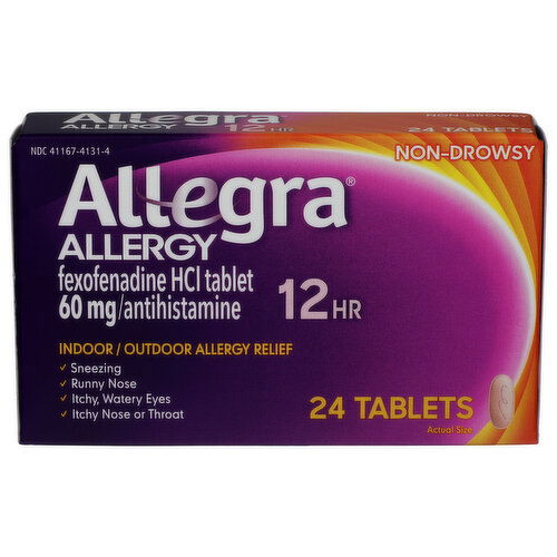 Allegra Allergy Relief, Indooroutdoor, Non-Drowsy, Tablets - 24 Count