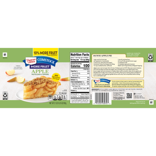 Duncan Hines Comstock More Fruit Apple Pie Filling And Topping - 21 Ounce