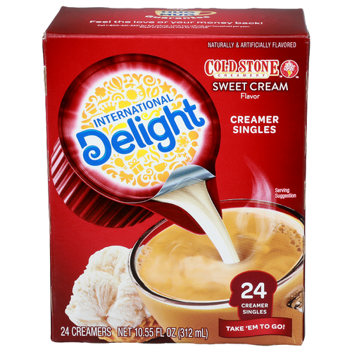 International Delight Cold Stone Creamery Sweet Cream Flavor Creamer Singles - 0.44 Fluid Ounce - 24 Count