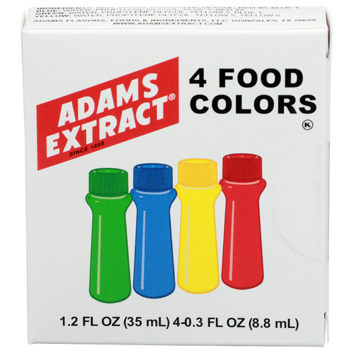 Adams Extract Adam Food Colors - 0.3 Fluid Ounce - 4 Count