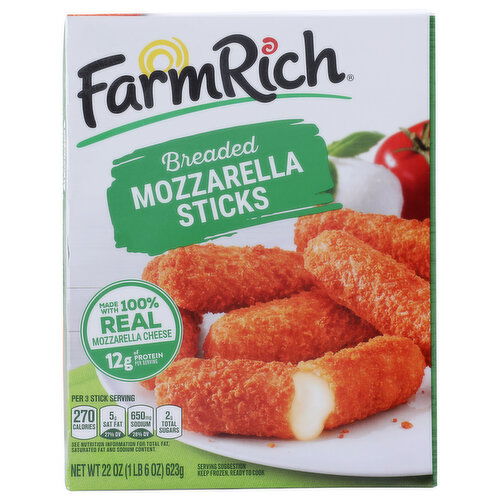 Farm Rich Mozzarella Sticks, Breaded - 22 Ounce