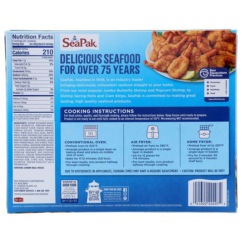 BROOKSHIRE'S Sea Pak Btrfly Shrimp Fmly Sz - 18 Ounce