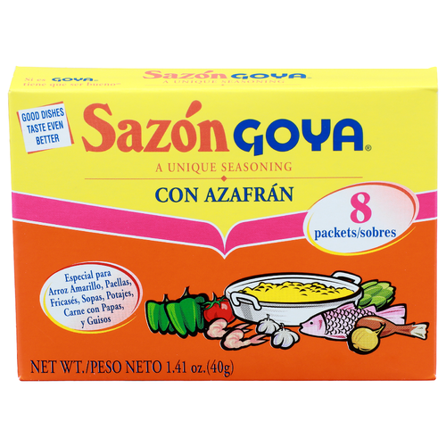 Sazon Goya Con Azafran a Unique Seasoning - 0.176 Ounce - 8 Count