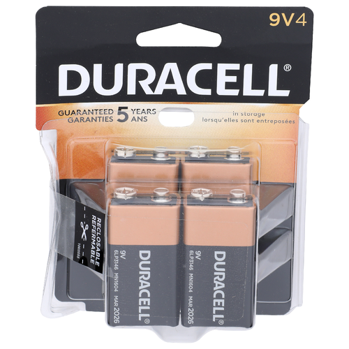 Duracell 9v 4 Alkaline Batteries Count - 4 Count
