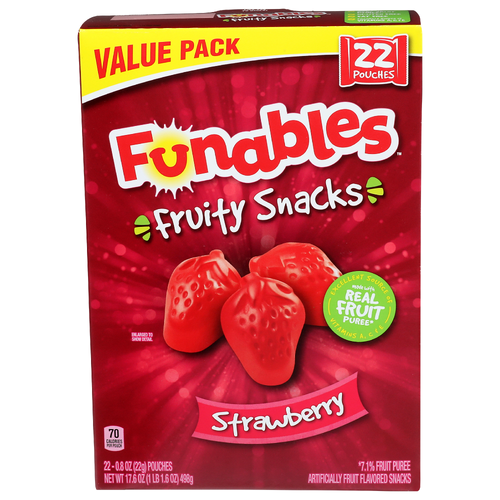 Funables Strawberry Fruity Snacks - 0.8 Ounce - 22 Count