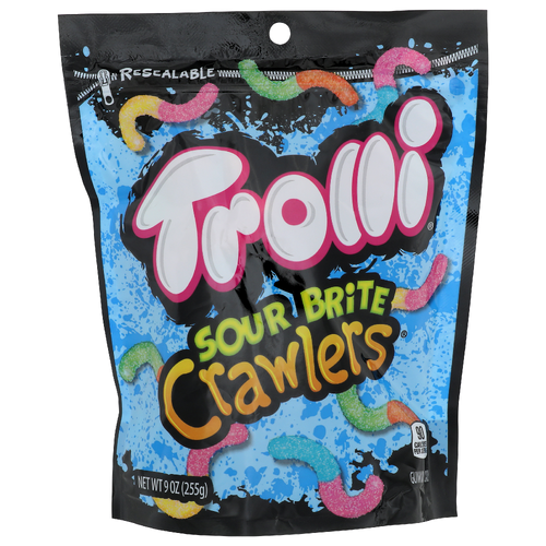 Trolli Sour Brite Crawlers Cherry-Lemon Strawberry-Grape Orange-Lime Gummi Candy - 9 Ounce