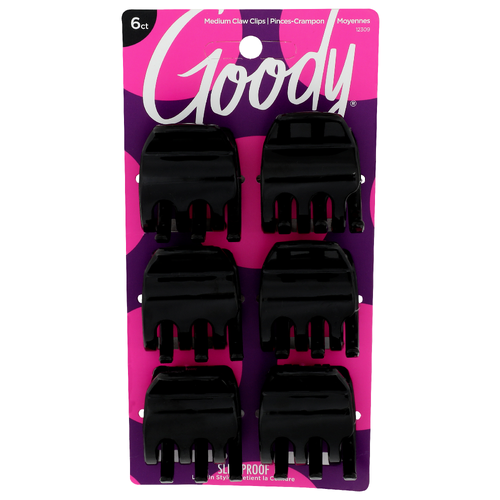 Goody Slideproof Medium Claw Clips - 6 Count