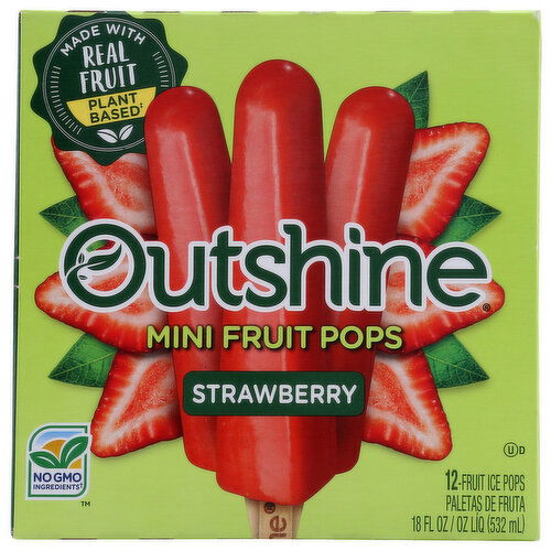 Outshine Strawberry Frozen Fruit Pops - 1.5 Fluid Ounce - 12 Count