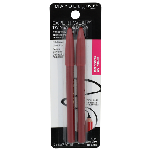 Maybelline 101 Velvet Black New York Expert Wear Twin Eye & Brow - 0.015 Ounce - 2 Count
