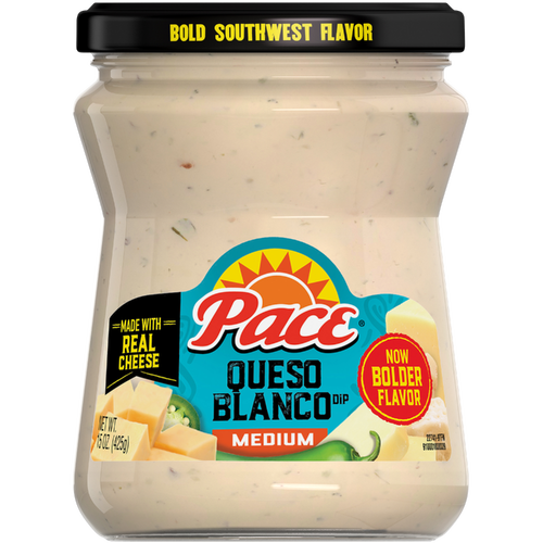 Pace Medium Queso Blanco Cheese Dip, Jar - 15 Ounce