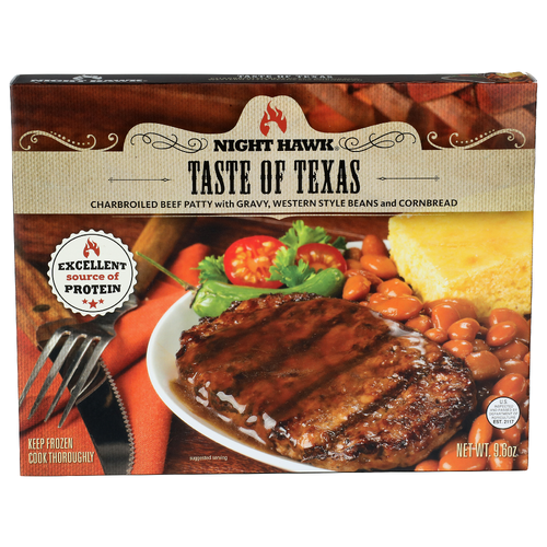 Night Hawk Charbroiled Beef Patty With Gravy, Western Style Beans And Cornbread Taste Of Texas - 9.6 Ounce