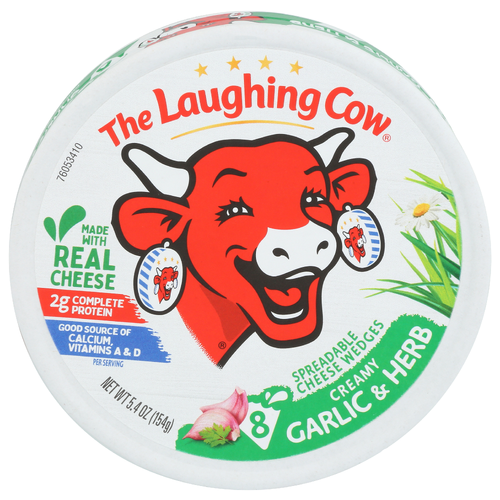 LAUGHING COW Cheese Garlic & Herb Spreadable Tlc Creamy And Wedges 8p - 0.675 Ounce - 8 Count