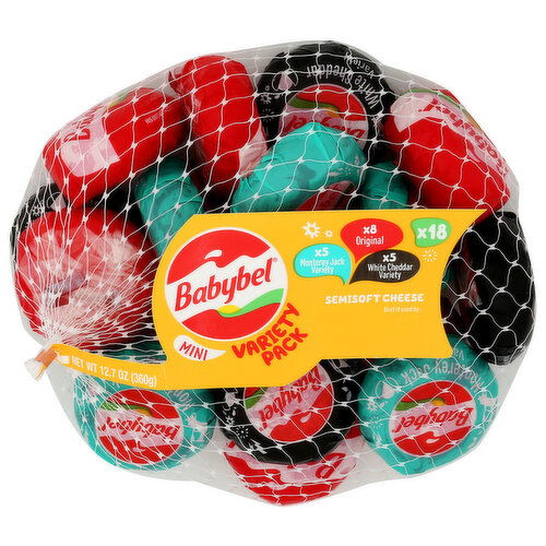 Babybel Original, White Cheddar & Monterey Jack 6 Mini Variety Net - 0.706 Ounce - 18 Count