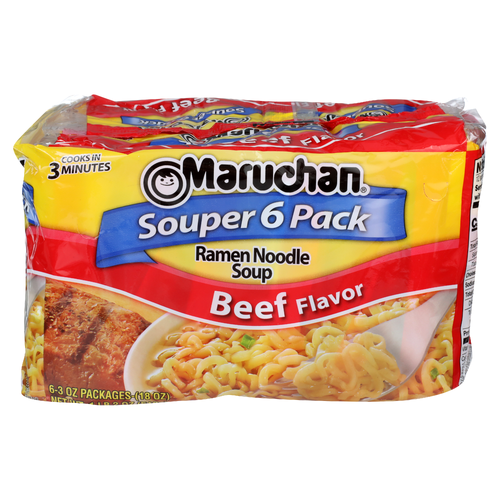 Maruchan Beef Flavor Ramen Noodle Soup - 3 Ounce - 6 Count