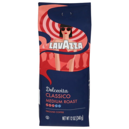 Lavazza Classico Medium Roast Ground Coffee Dolcevita - 12 Ounce